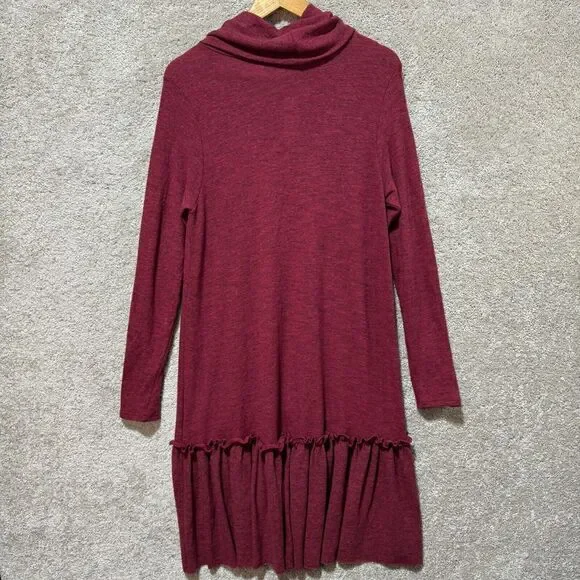 Anthropologie Sunday in Brooklyn Sweater Dress Women's Large Wine ruffle hem NWT - Picture 16 of 16